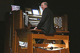 Ben Model finishes his final accompaniment of the 29th Annual KSFF