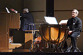 Marvin Faulwell and Bob Keckeisen set up to accompany the feature film THE WIND on Saturday afternoon