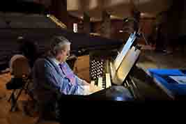 Marvin Faulwell sets stops on the White Concert Hall organ